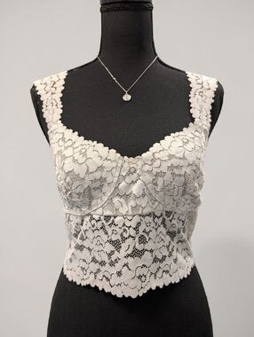 Free People Intimately Dream Away Lace Brami Gray Silver Longline Bralette